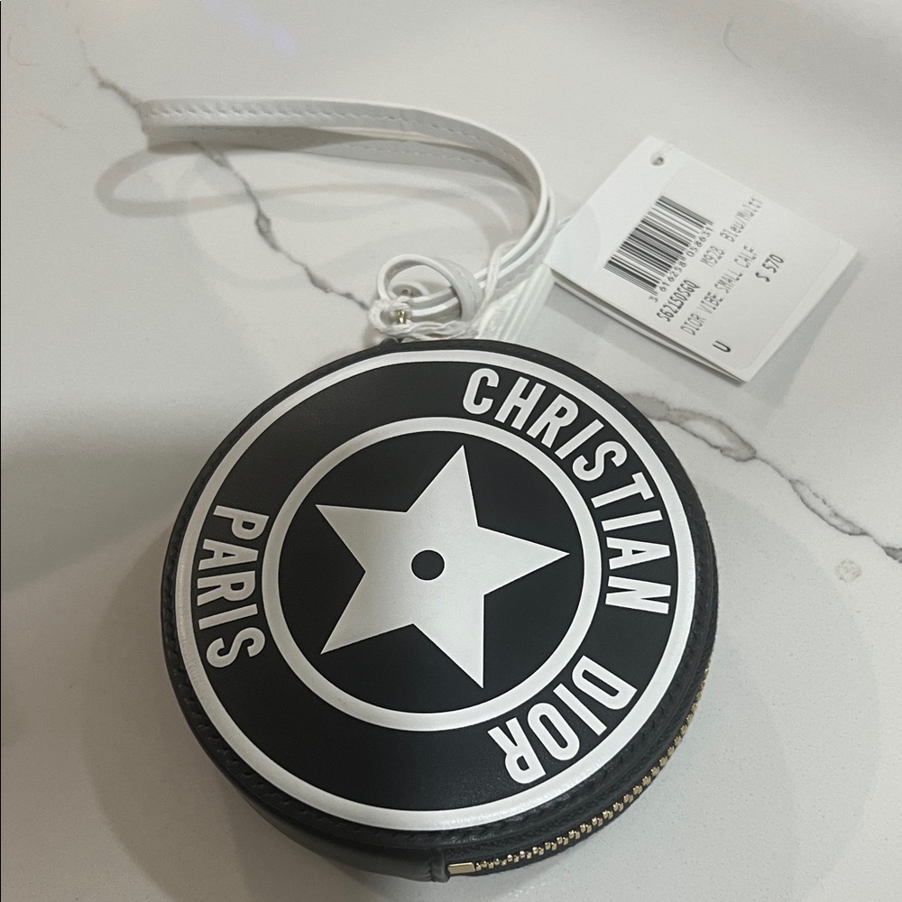 Dior Navy and  White Small Calf  wristlet